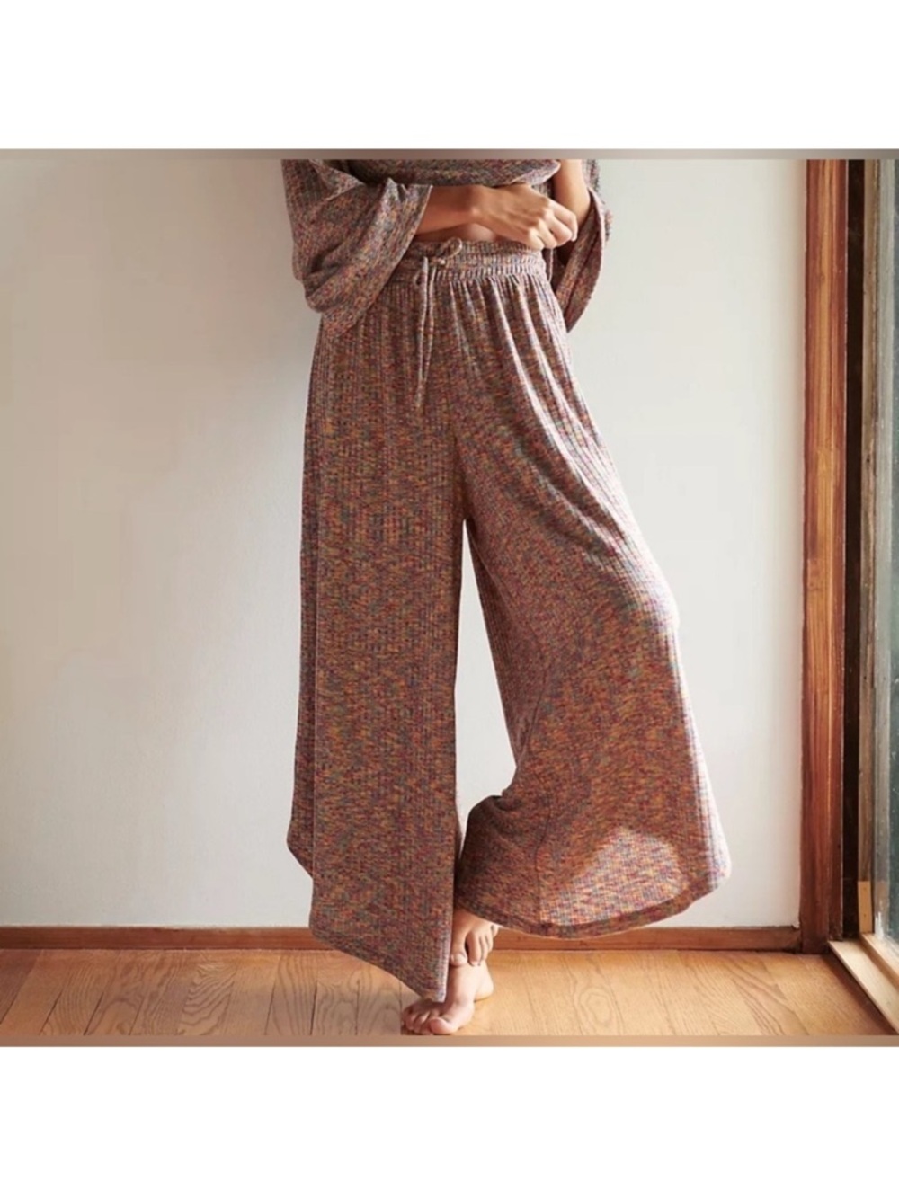 Anthropologie Daily practice multi color wide leg ribbed knit Pants NWOT size xs